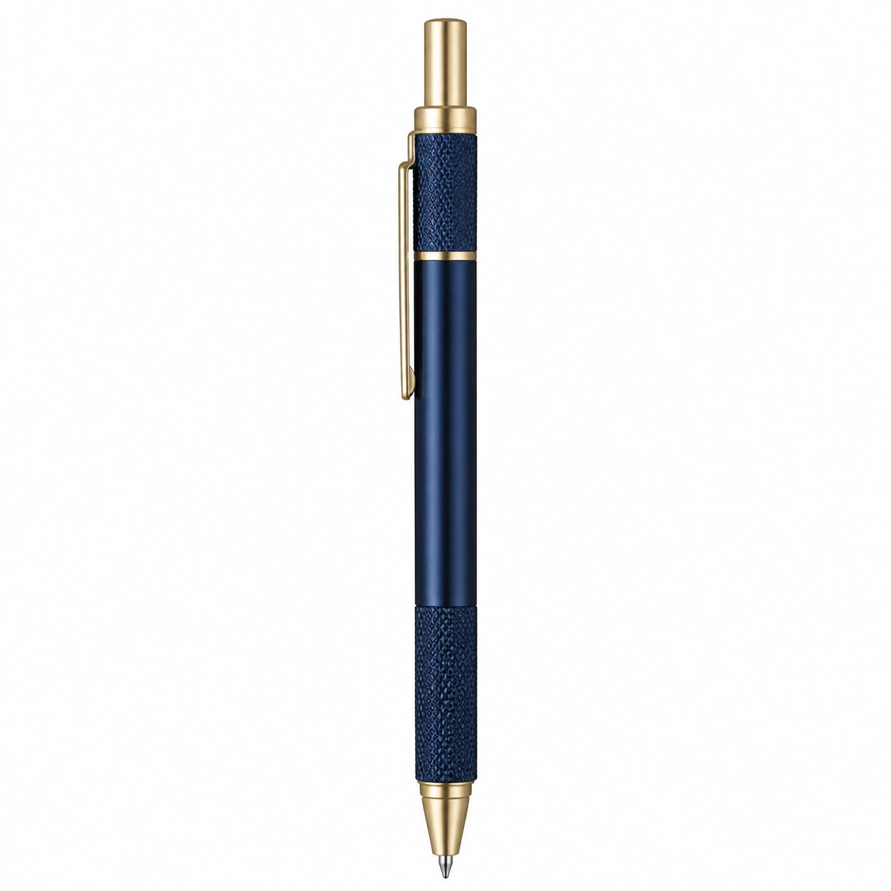 Bolígrafo Retráctil Azul y Oro con Detalles Elegantes