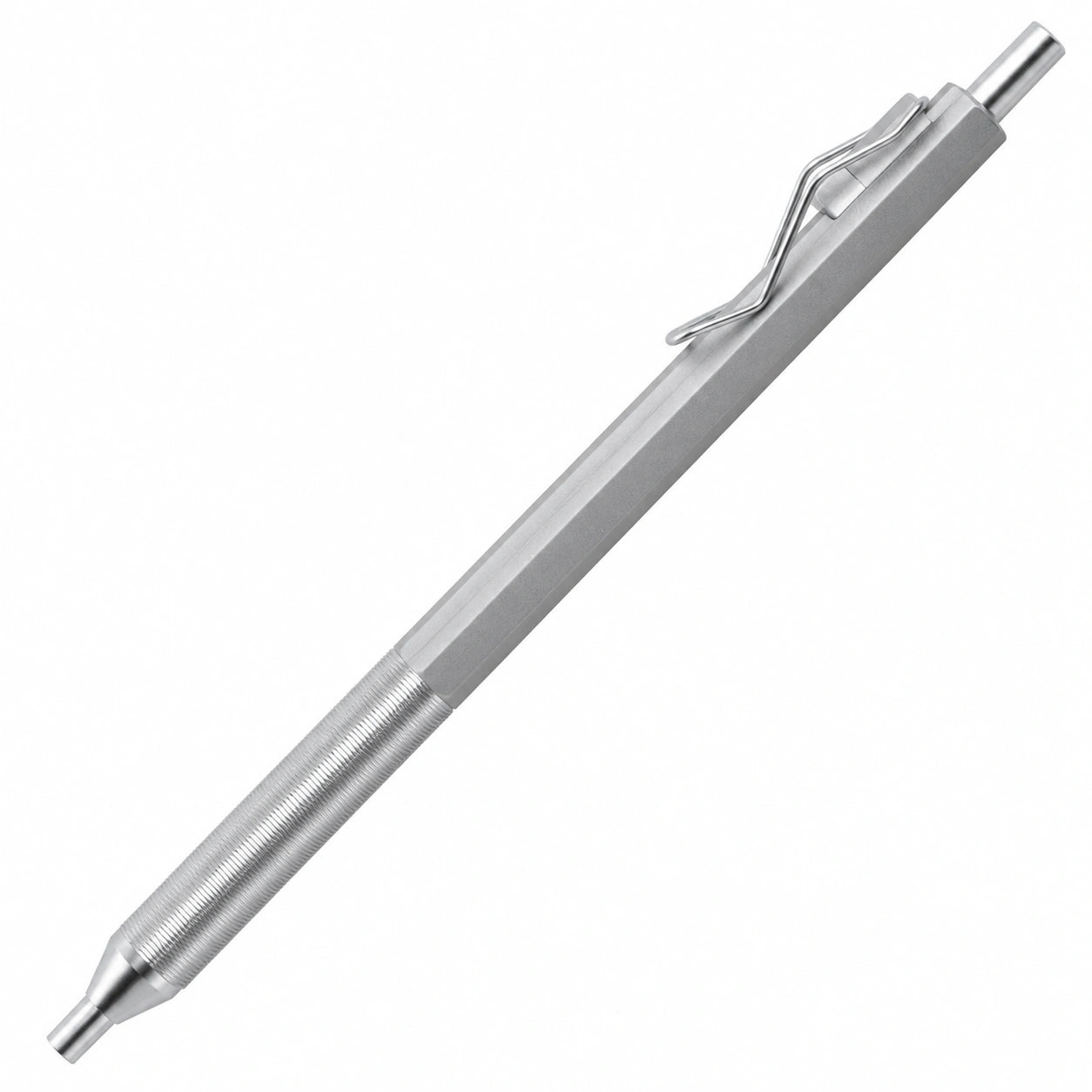 Bolígrafo Retráctil Hexagonal Plata