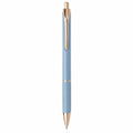 Bolígrafo de Clic Azul Claro con Detalles Dorados