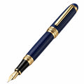 Pluma estilográfica de lujo azul y dorado con plumín fino