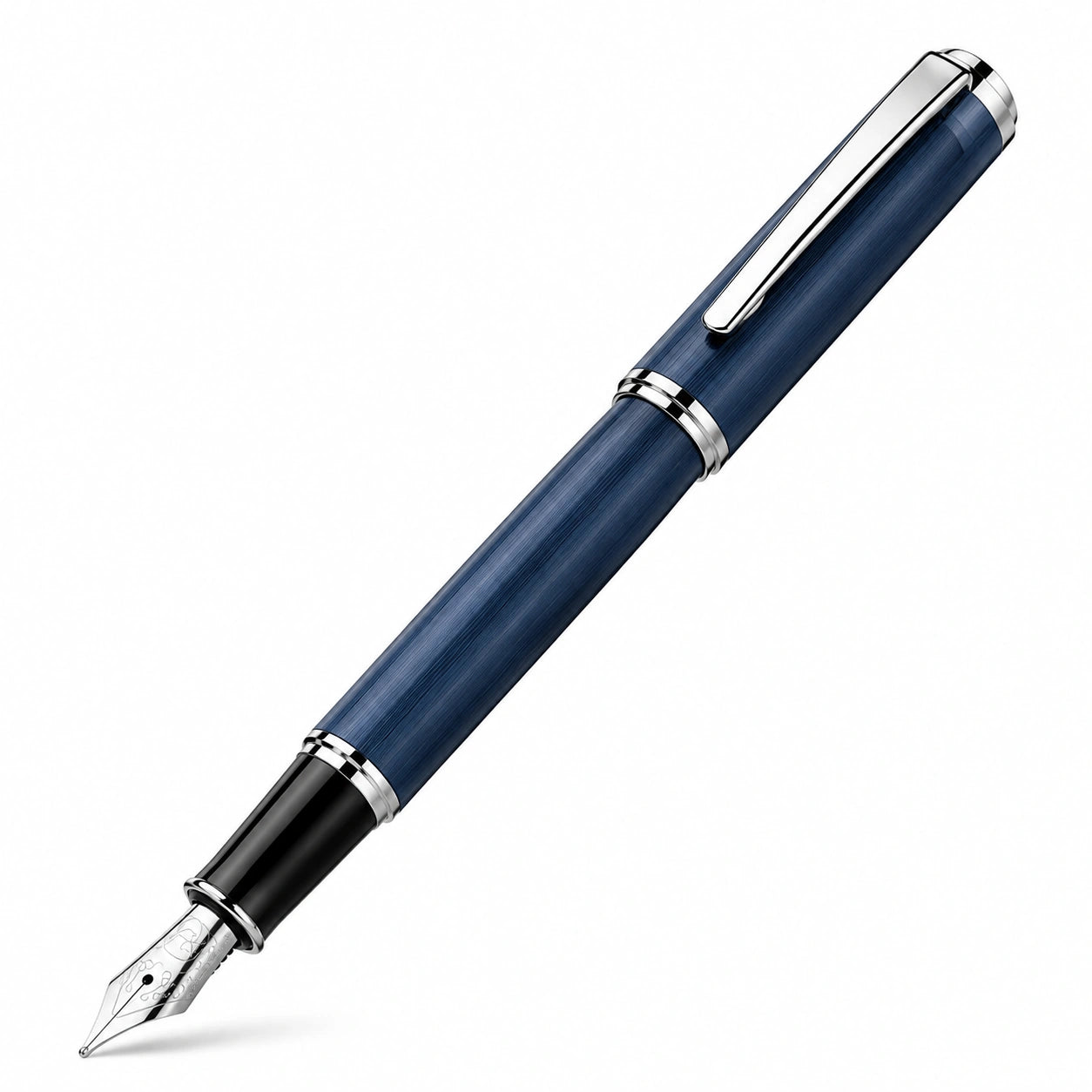 Pluma estilográfica azul con punta fina y secado rápido