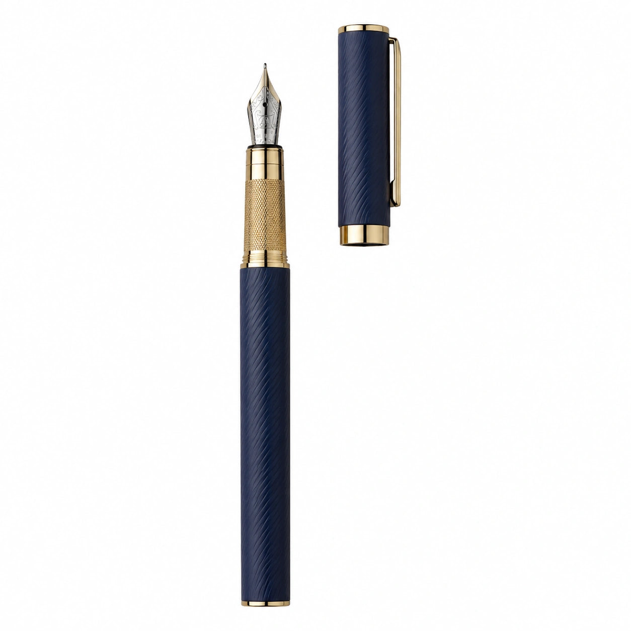 Pluma Estilográfica de Lujo Azul y Dorada