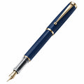 Pluma estilográfica azul con detalles dorados