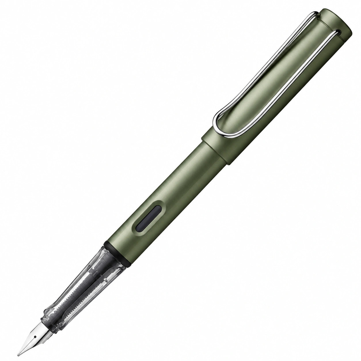 Pluma estilográfica verde oliva con plumín recargable